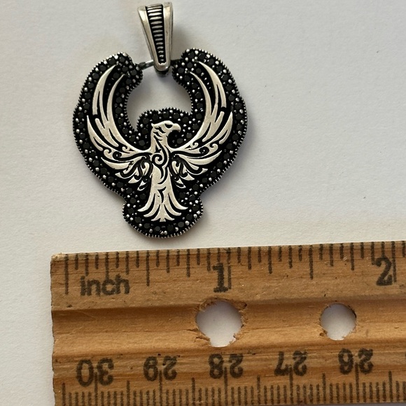 925 Silver eagle unisex pendant black cz - Picture 3 of 4